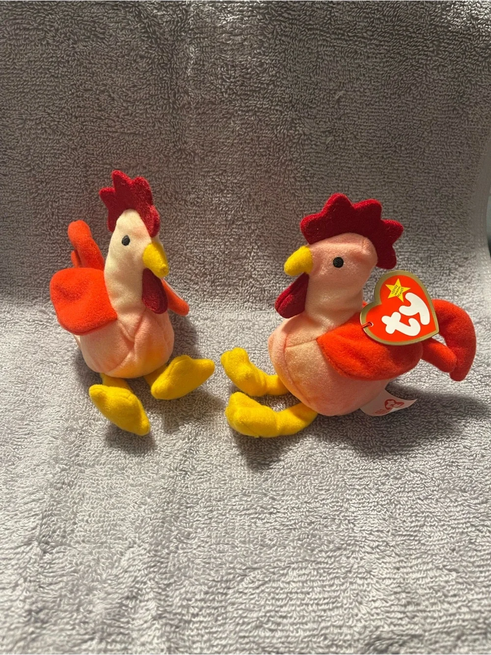 Ty Plush Rooster Pair - Red, Orange & Yellow “Strut the rooster” 🐔 🐓